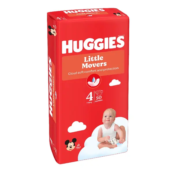 Scutece Little Movers, Nr.4, 7-18 kg, 50 bucati, Huggies