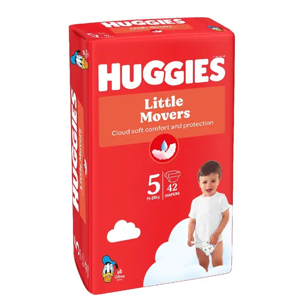 Scutece Little Movers, Nr.5, 11-25 kg, 42 bucati, Huggies