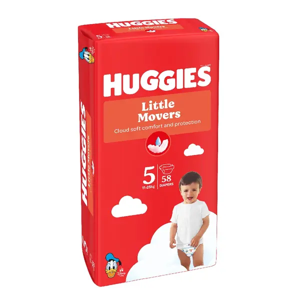 Scutece Little Movers, Nr.5, 11-25 kg, 58 bucati, Huggies