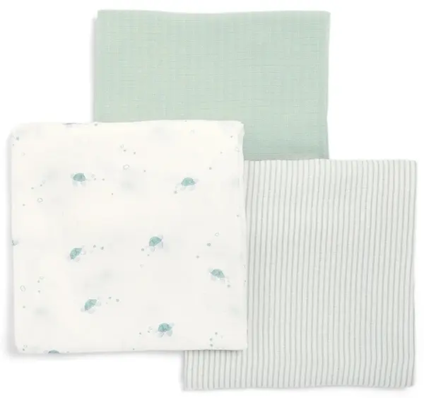 Scutece mari din muselina Mamas & Papas - 90 х 90 cm, Turtle, 3 buc.