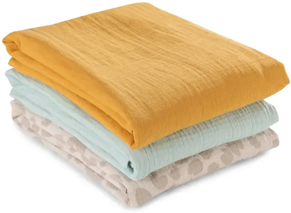 Scutece museline Hauck - Cuddle N Clean, set de 3 bucăți, Honey/Mint/Leo