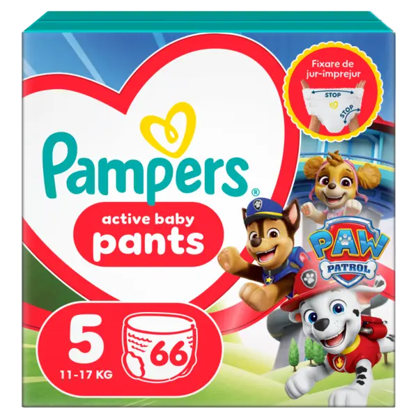 Scutece Pants Patrula Catelusilor Nr.5 pentru 12 - 17 kg, 66 bucati, Pampers
