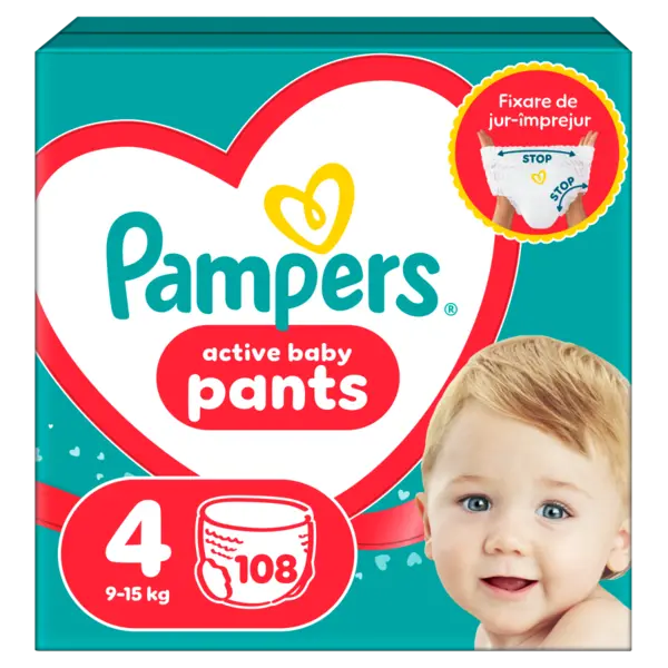 Scutece Pants Stop&Protect Nr. 4 pentru 9-15 kg, 108 bucati, Pampers