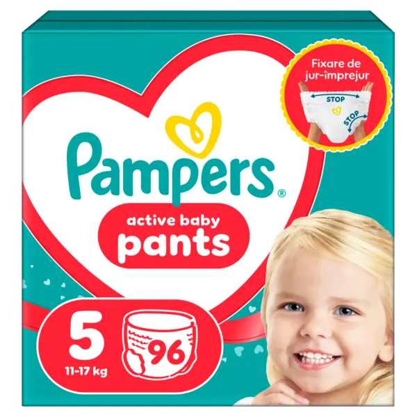 Scutece Pants Stop&Protect Nr. 5 pentru 11-17 kg, 96 bucati, Pampers