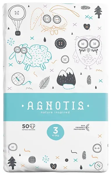 Scutece pentru bebeluși Agnotis - Nr. 3, 4-9 kg, 50 bucăți