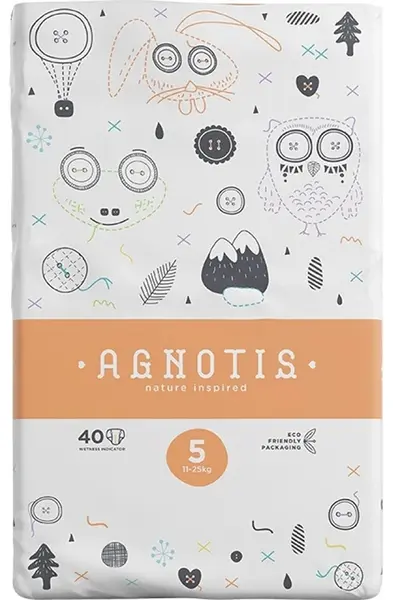 Scutece pentru bebeluși Agnotis - Nr. 5, 11-25 kg, 40 bucăți