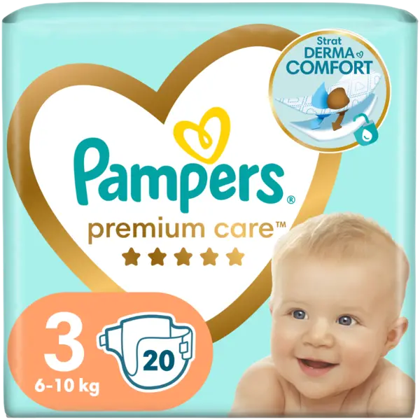 Scutece pentru copii Premium Care, Marimea 3, 5-9 kg, 20 bucati, Pampers