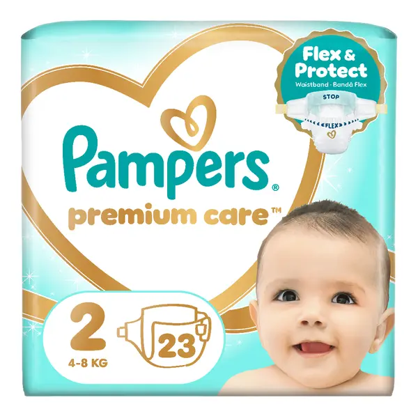 Scutece Premium Care, marimea 2, 4-8 kg, 23 bucati, Pampers