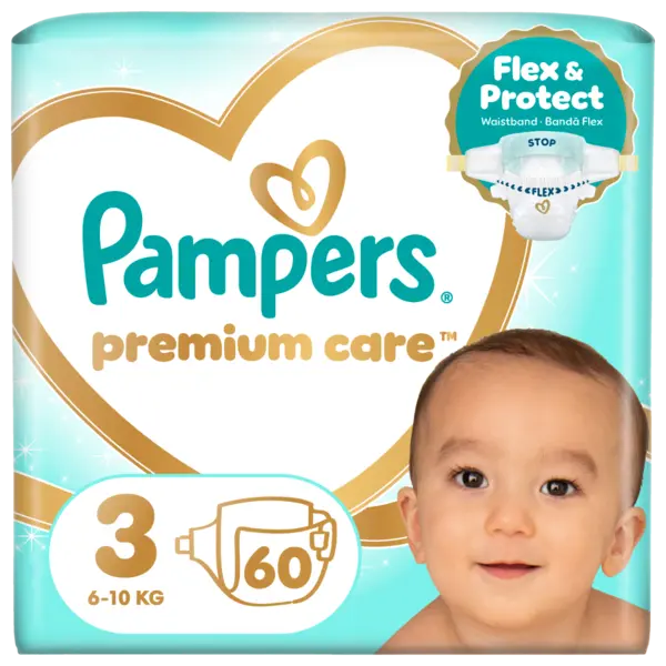 Scutece Premium Care Nr.3 6-10kg, 60 bucati, Pampers