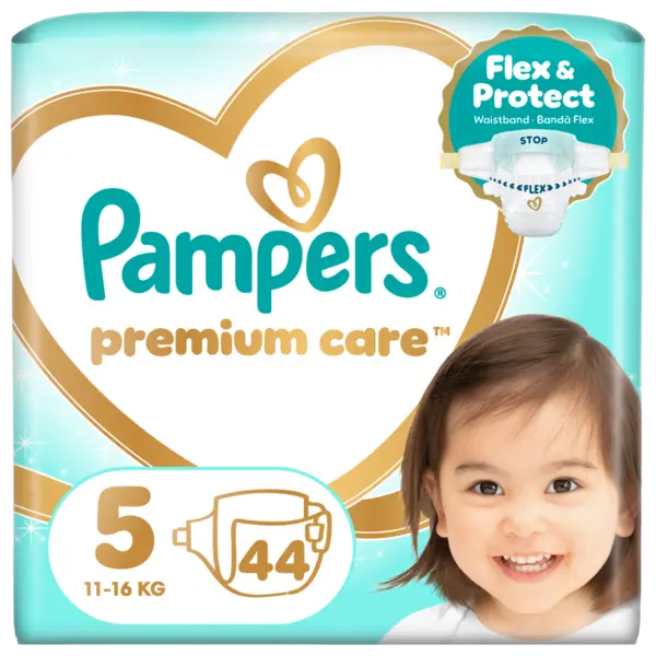 Scutece Premium Care Nr.5 11-16kg, 44 bucati, Pampers