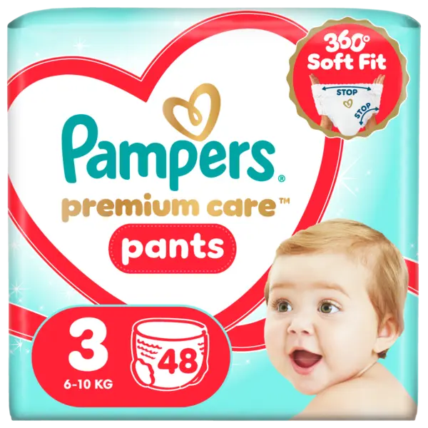 Scutece Premium Care Pants Nr.3 6-11kg, 48 bucati, Pampers