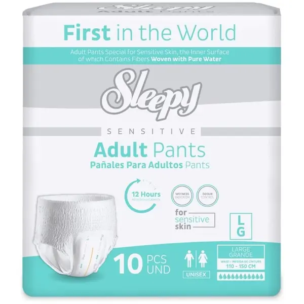 Scutece tip Chilot Adulti Sleepy Sensitive, L, 110-150 cm, 10 Bucati