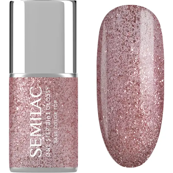 Semilac One Step 3in1 Glossy lac de unghii sub forma de gel culoare 250 Glitter Pink 7 ml