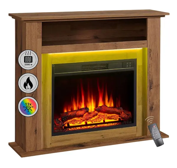 Semineu electric Balderia – Liora, 2000W, stejar închis