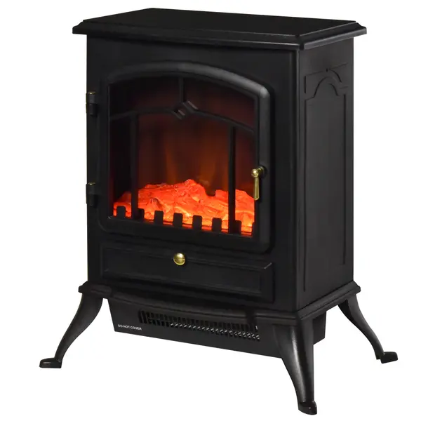 Semineu Electric cu Efect Flacara soba electrica de Podea aparat de incalzire electric 42x28x55cm Negru HOMCOM | Aosom Romania