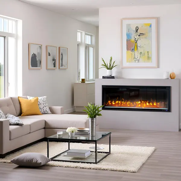 Semineu electric decorativ ElectricSun VERSALYS XS, pe perete, podea sau incorporabil, cu sunet, 10 culori, Wi-Fi cu APP internet, L100xH41cm