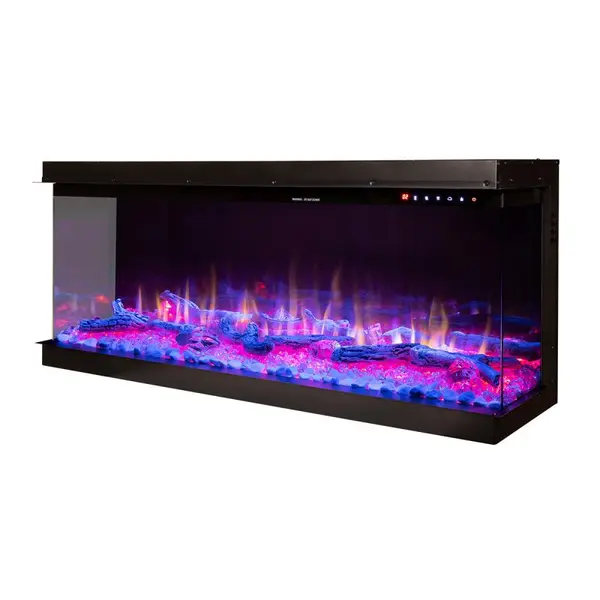 Semineu electric incorporabil Haiti 65, Art Flame, Efect 3D, 300 de combinatii ale culorii flacarilor, Cristale si busteni si pietre