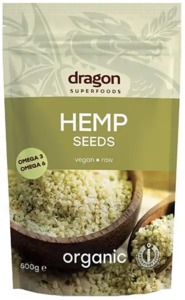 Semințe de cânepă organice, decojite, 500 g, Dragon Superfoods