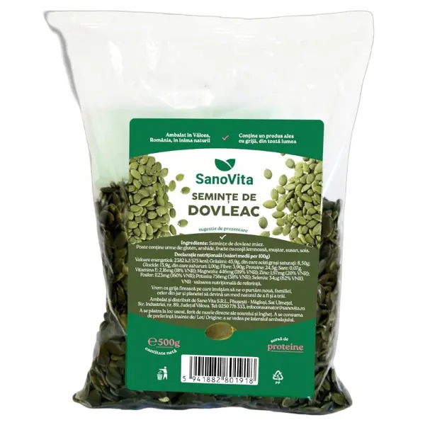 Seminte de Dovleac, Miez, Sanovita, 500 g