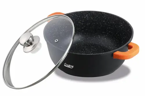 SEMIOALA ALUMINIU TURNAT+CAPAC , 24 cm x 11.5 cm , 4.4 L, DARK LINE, COOKING BY HEINNER