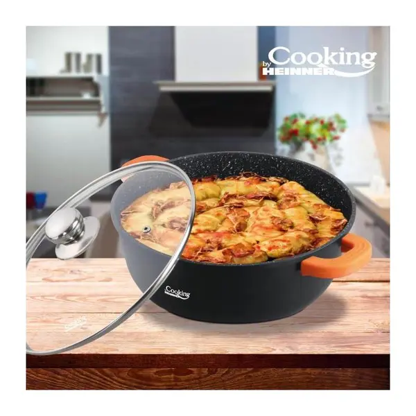 Semioala aluminiu turnat cu capac, 40x17.5 cm, 18.5 L, Dark Line, Cooking by Heinner