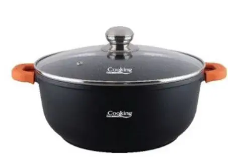 Semioala aluminiu turnat Heinner HR-SCO-A0316A, 16 x 7.5 cm, 1.2 L (Negru)