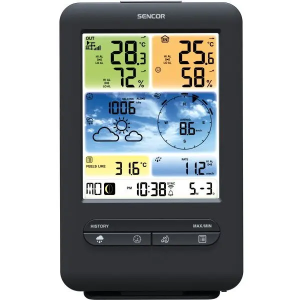 Sencor Statie meteo profesionala, Sencor, WiFi, Alb/Negru