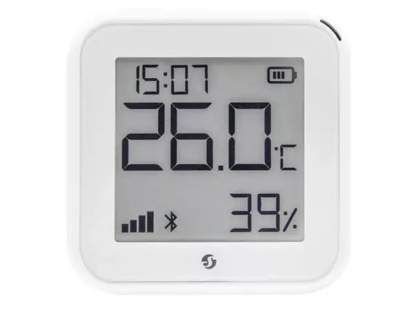 Senzor de temperatura si umiditate Shelly Plus GEN3 HT WH, Wi-Fi, Bluetooth, e-paper, autonomie 1 an, USB-C, automatizari