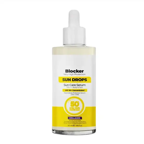 Ser de protecție solara Sun Drops SPF 50+ cu colagen – Anti-pete, fără reziduuri, față și corp, by Verilaria, 50ml