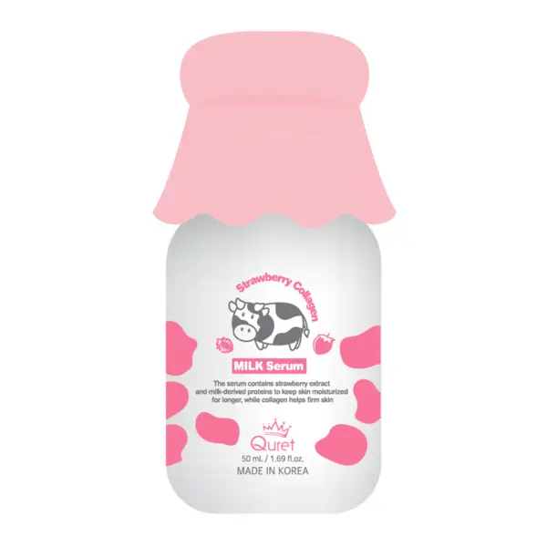 Ser facial cu lapte si colagen & capsuni, 50ml, Quret