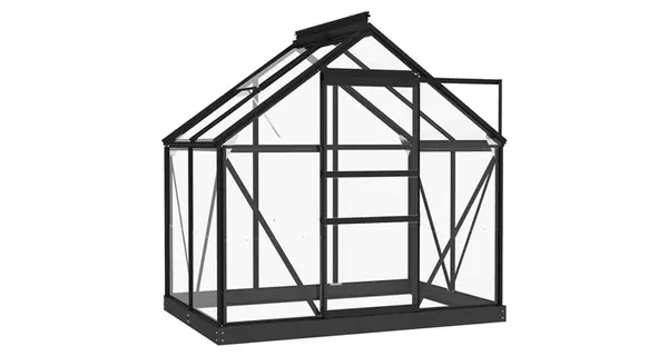 Sera din sticla, antracit, 155x103x191 cm, aluminiu