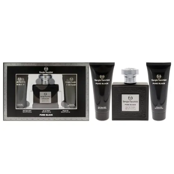 Sergio Tacchini Pure Black Set cadou pentru Bărbați Volum EDT 100 ml + 100 ml gel de duș + 100 ml balsam după ras