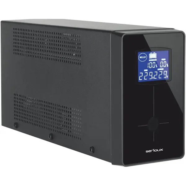 Serioux UPS Serioux LCD1500LI, Line Interactive, 1500VA/900W, ecran LCD, 4 Prize Schuko, USB/RJ45, Regulator automat de tensiune, Management, Repornire Automata