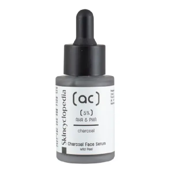 Serum facial exfoliant cu Carbune si Complex 5% AHA + PHA, 30ml, Skincyclopedia