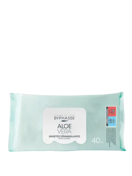 Servetele demachiante cu Aloe Vera pentru ten sensibil, 40 bucati, Byphasse