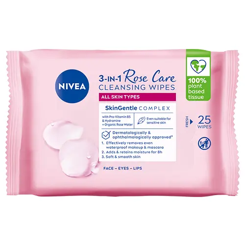 Servetele demachiante micelare Rose Care Cleansing, 25 bucati, Nivea
