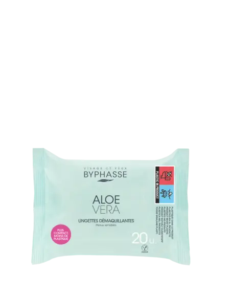 Servetele demachiante pentru ten sensibil cu aloe vera, 20 bucati, Byphasse