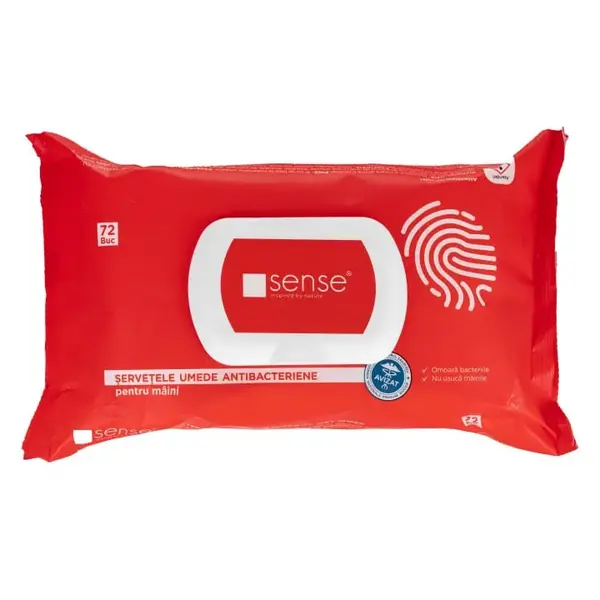 Servetele dezinfectante antibacteriane pentru maini Sense Servetele dezinfectante 72 buc Sense