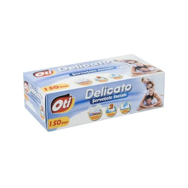 Servetele faciale, 2 straturi, 150 bucati / cutie, Oti Delicato Servetele faciale, 2 straturi, 150 bucati / cutie, Oti Delicato