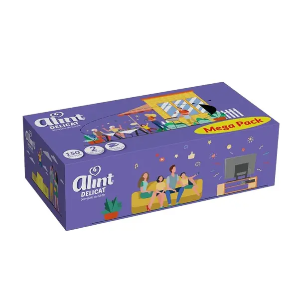 Servetele Faciale Alint, Delicate, 2 Straturi, 150 Bucati