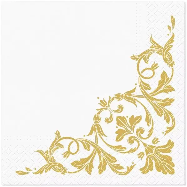 Servetele in 3 Straturi, Frame Motif Gold, 33 x 33 cm, 20 Bucati, Elcadis