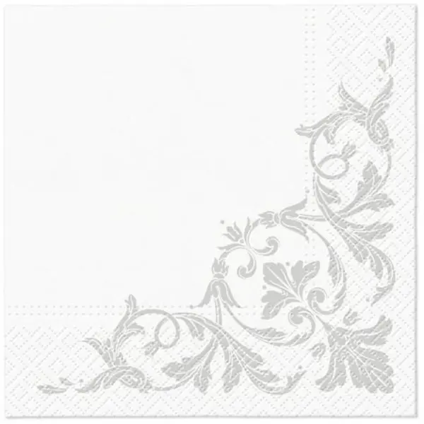 Servetele in 3 Straturi, Frame Motif Silver, 33 x 33 cm, 20 Bucati, Elcadis
