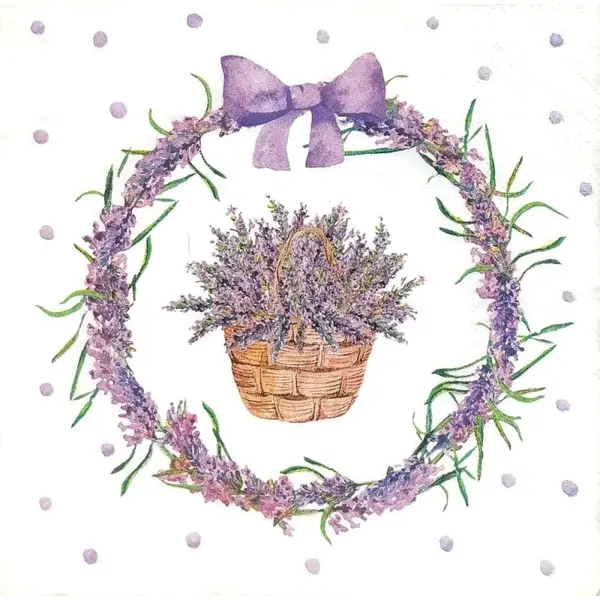Servetele in 3 Straturi, Lavender Basket, 33 x 33 cm, 20 Bucati, Elcadis