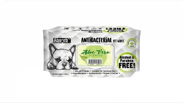 Servetele umede Absorbant Plus Antibacterian Pet Wipes Aloe Vera, 80 bucati