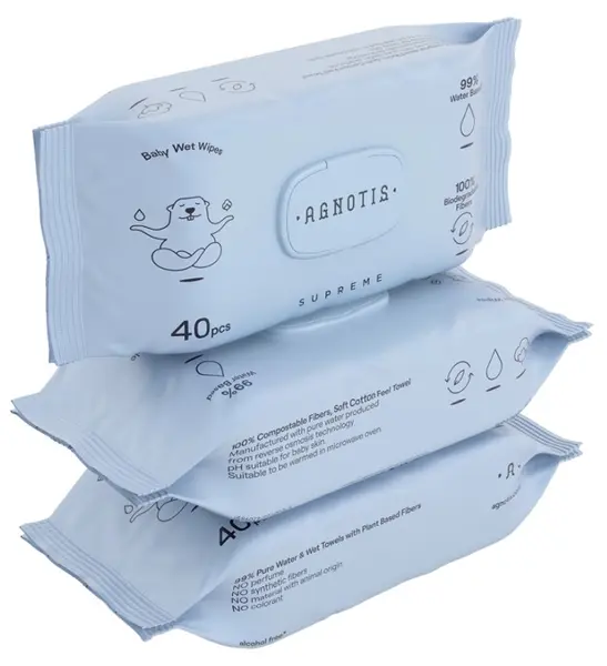 Șervețele umede Agnotis - Supreme Water, 3 x 40 bucăți