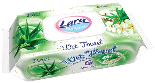 Șervețele umede cu capac Lara Baby Soft - Aloe vera, 80 buc