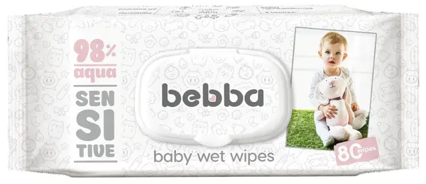 Șervețele umede cu capac Silkline Bebba - Sensitive, 80 buc