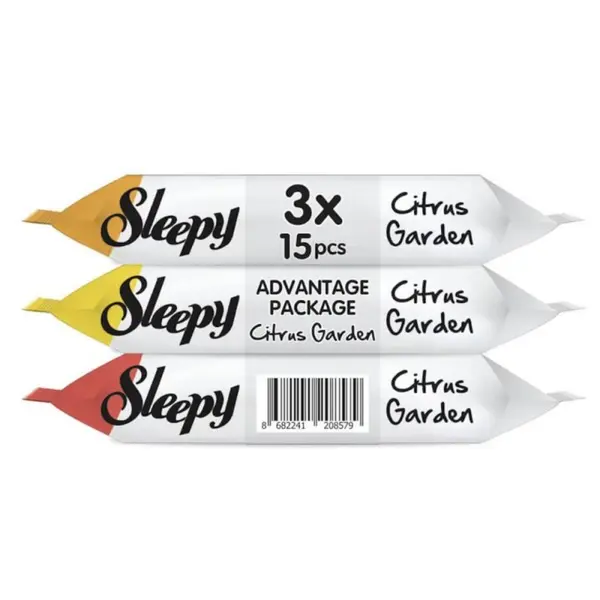 Servetele Umede de Buzunar Sleepy, Citrus Garden, 3 Pachete x 15 Bucati