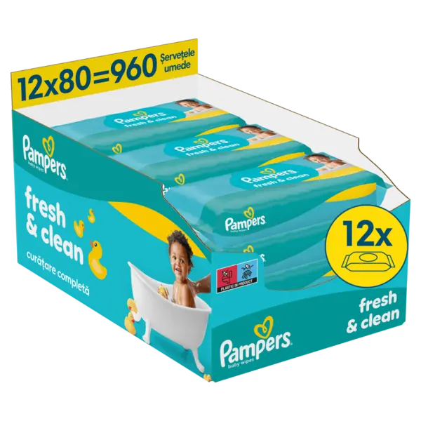 Servetele umede Fresh Clean, 960 bucati, Pampers