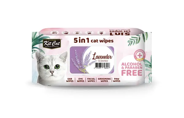 Servetele umede pentru pisici, KIT KAT, 5 in 1, Lavanda, 80 buc